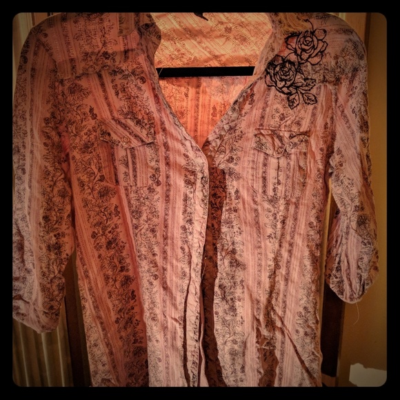 Junior's 3/4 sleeve western style blouse - Picture 1 of 8